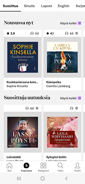 BookBeat – suosittuja uutuuksia